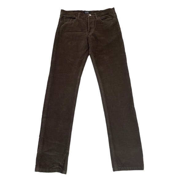 APC Corduroy Pants Mens 30 Brown Petit Standard Button Fly Straight Slim Fit - Picture 3 of 16
